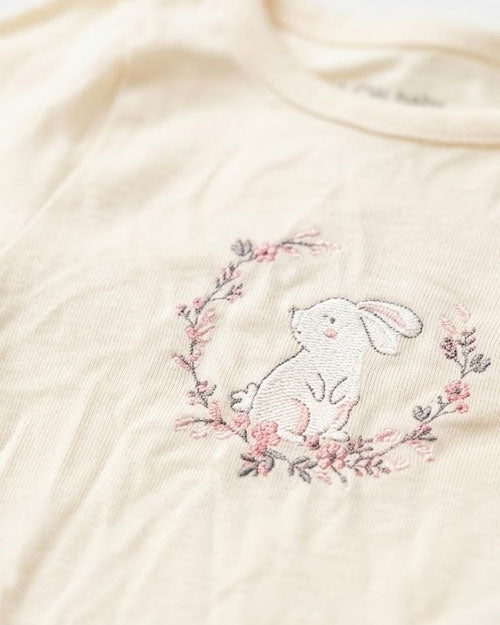 Beige bunny printed onesie
