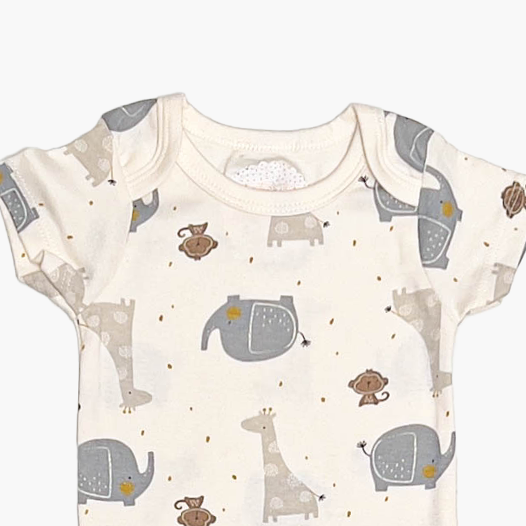 OFF WHITE ELEPHANTS PRINTED ONESIE