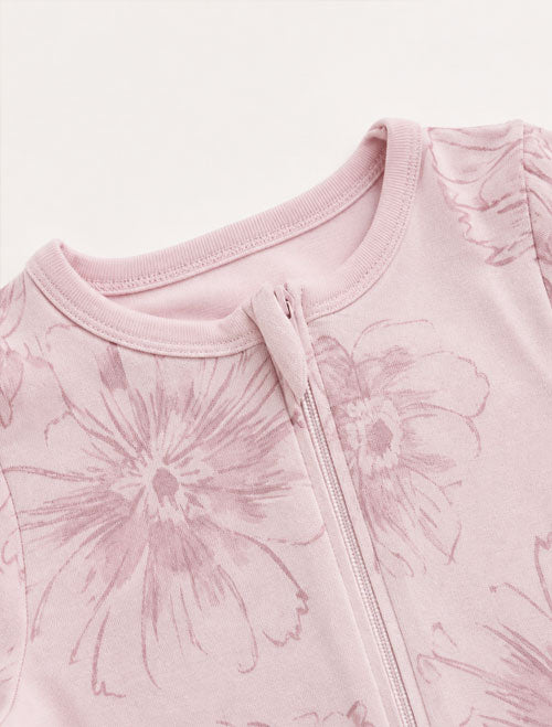 Pink viscous patterned sleepsuit