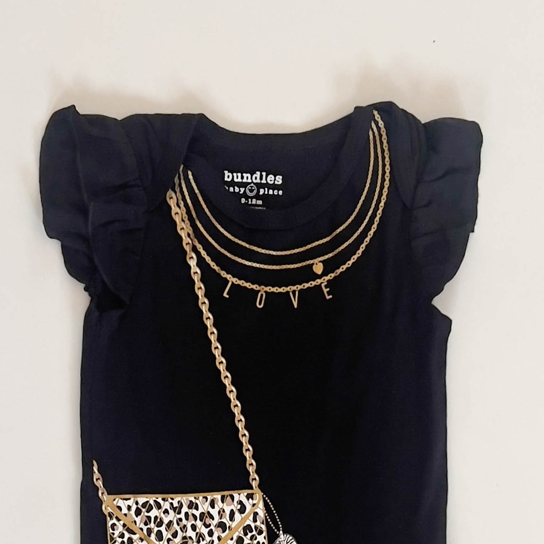 BLACK PRINTED ONESIE