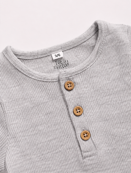 Grey ribbed button onesie