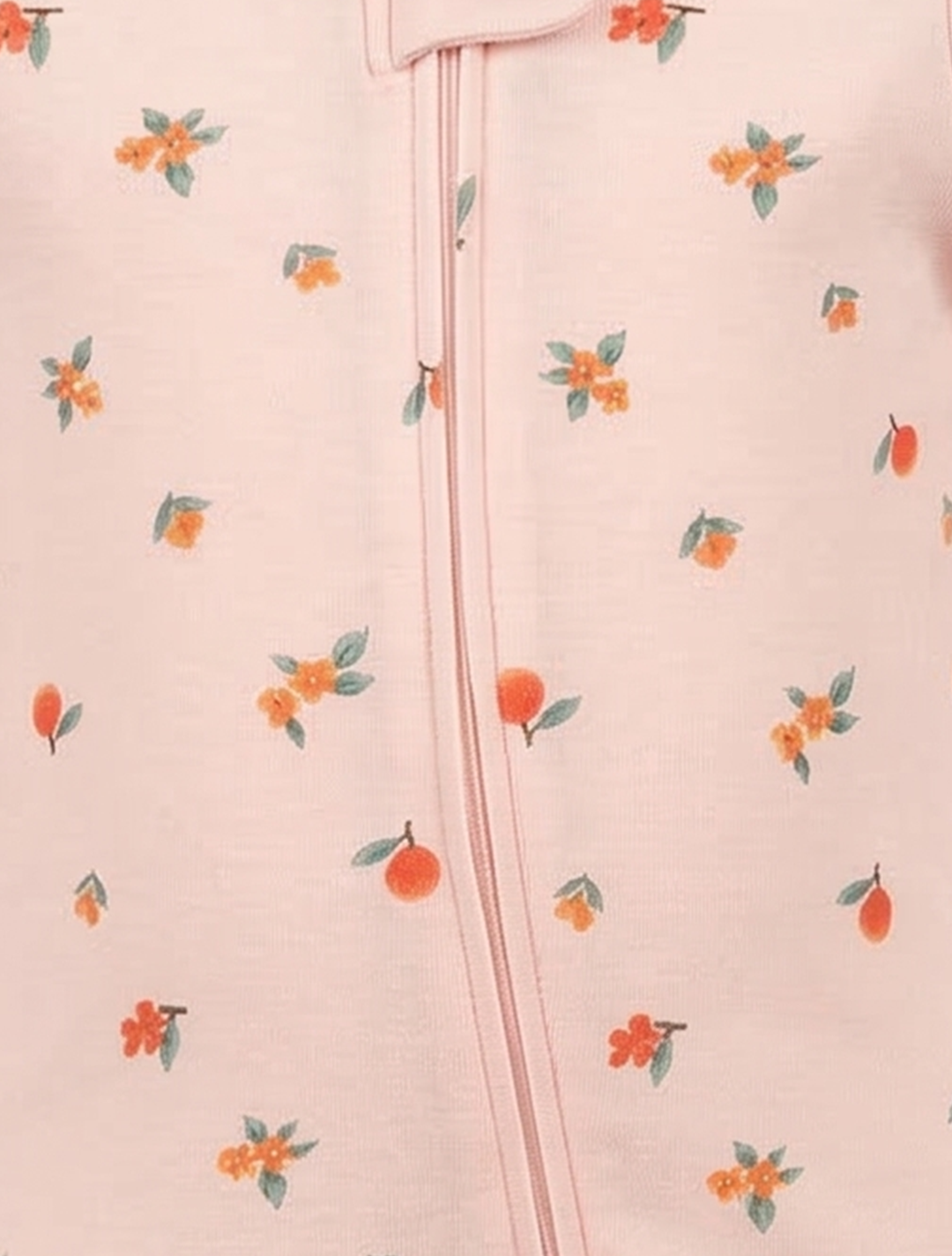 PEACH FLORAL PRINTED ZIPPER SLEEPSUIT