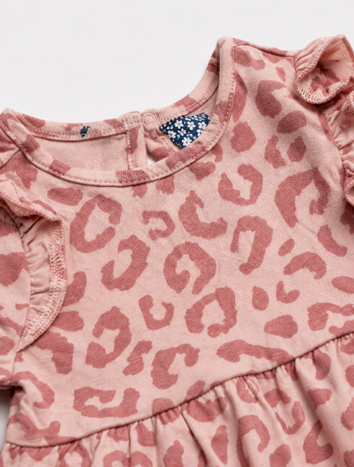 Dusty pink patterned ruffle onesie