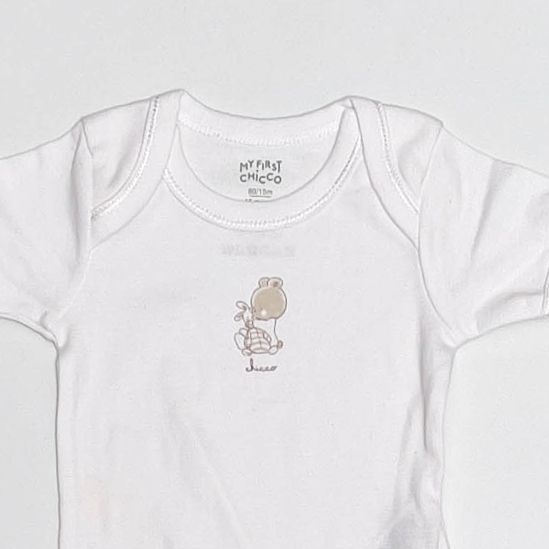 WHITE CHICCCO PRINTED ONESIE