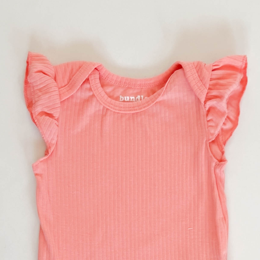 PEACH PINK RIBBED ONESIE