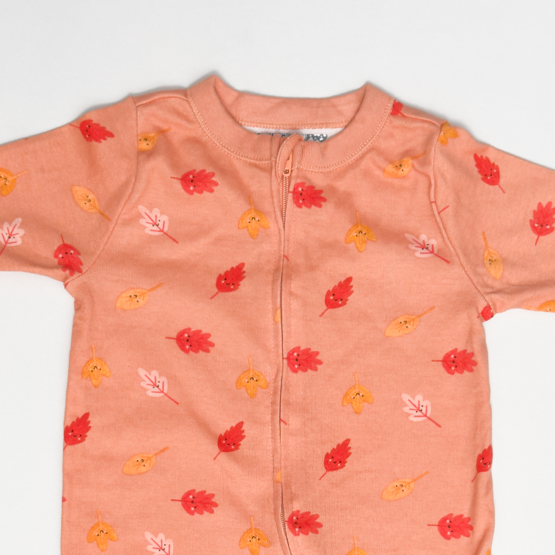 ORANGE PATTERNED ZIPPER SLEEPSUIT