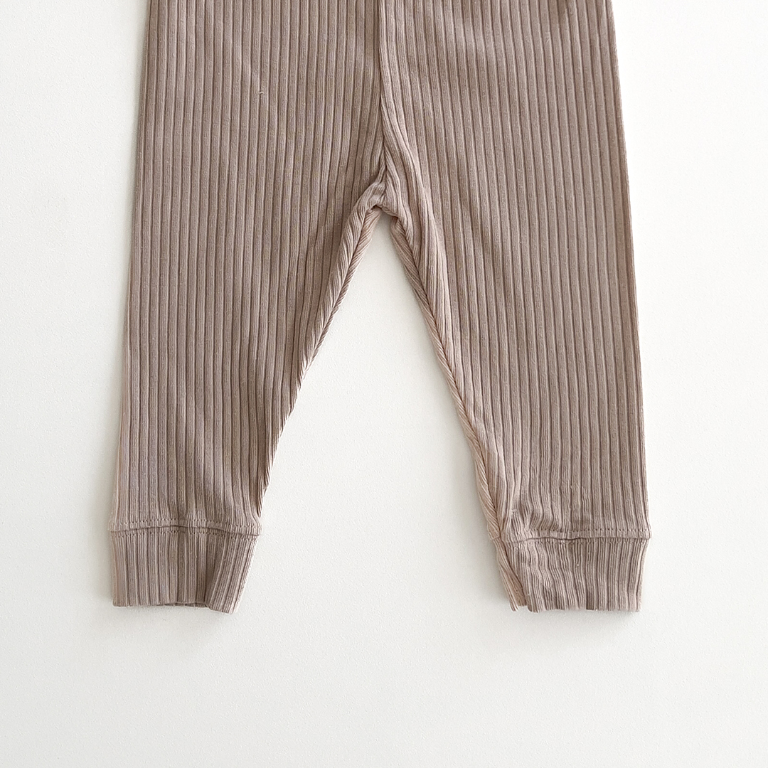 BEIGE CREAM RIBBED COTTON PANTS