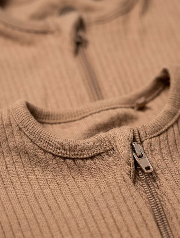 Coffee brown ribbed sleepsuit