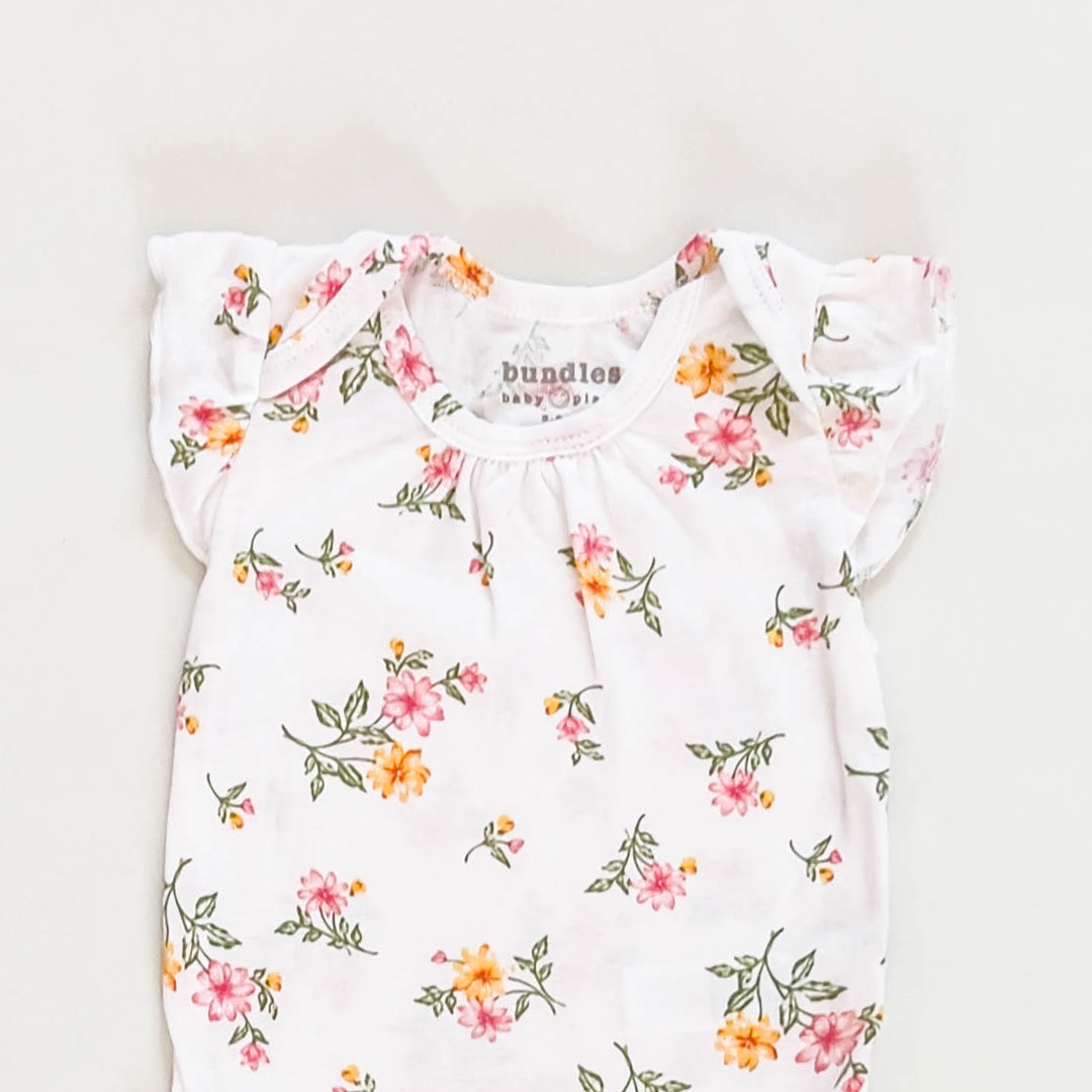 WHITE FLORAL GIRLS ONESIE