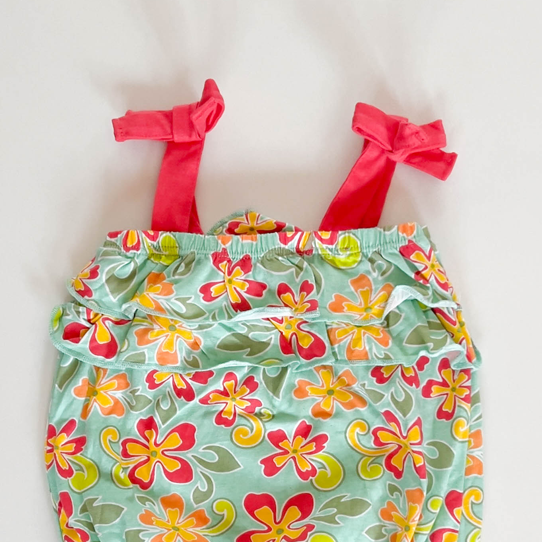 GREEN FLORAL FANCY ONESIE