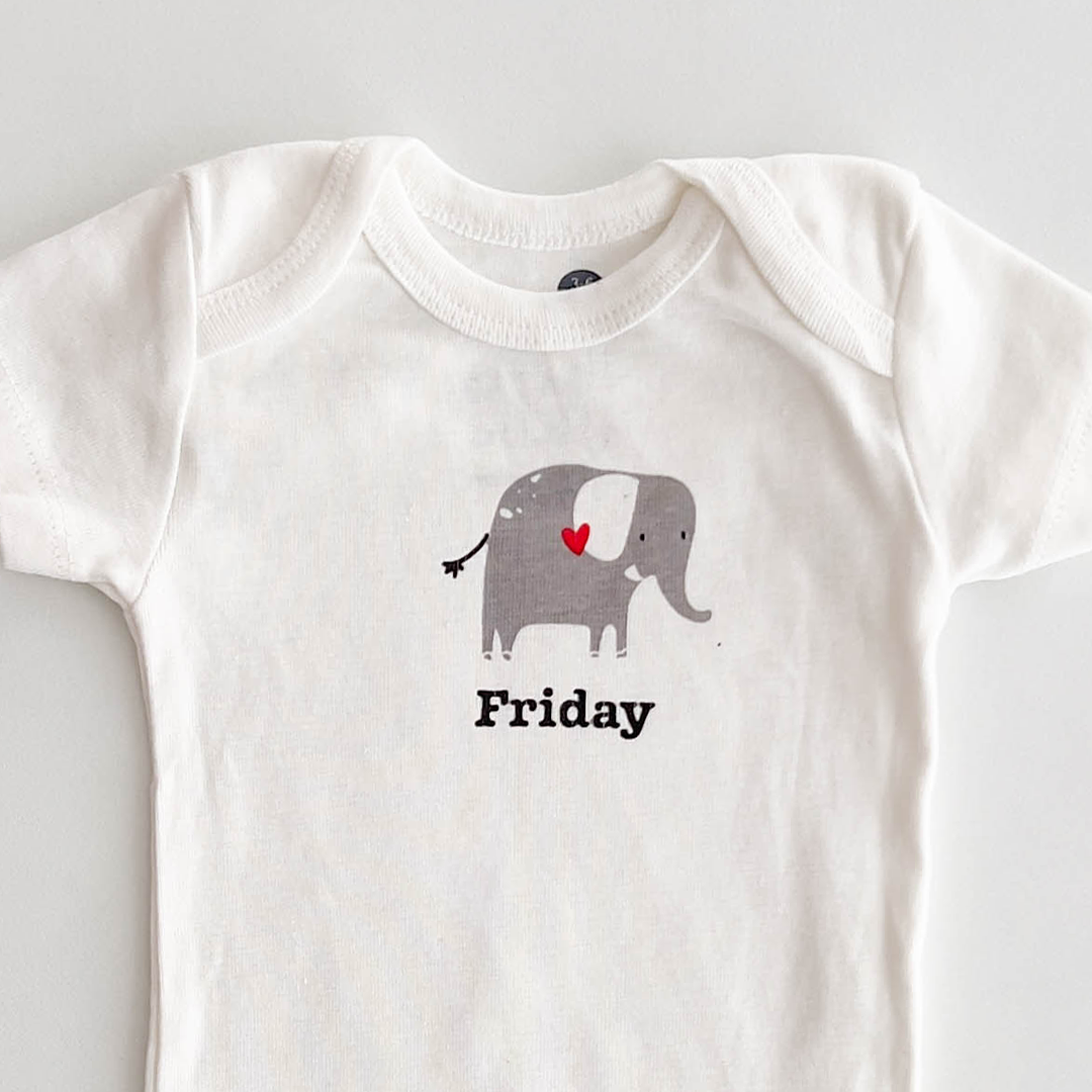 FRIDAY PRINTED ONESIE