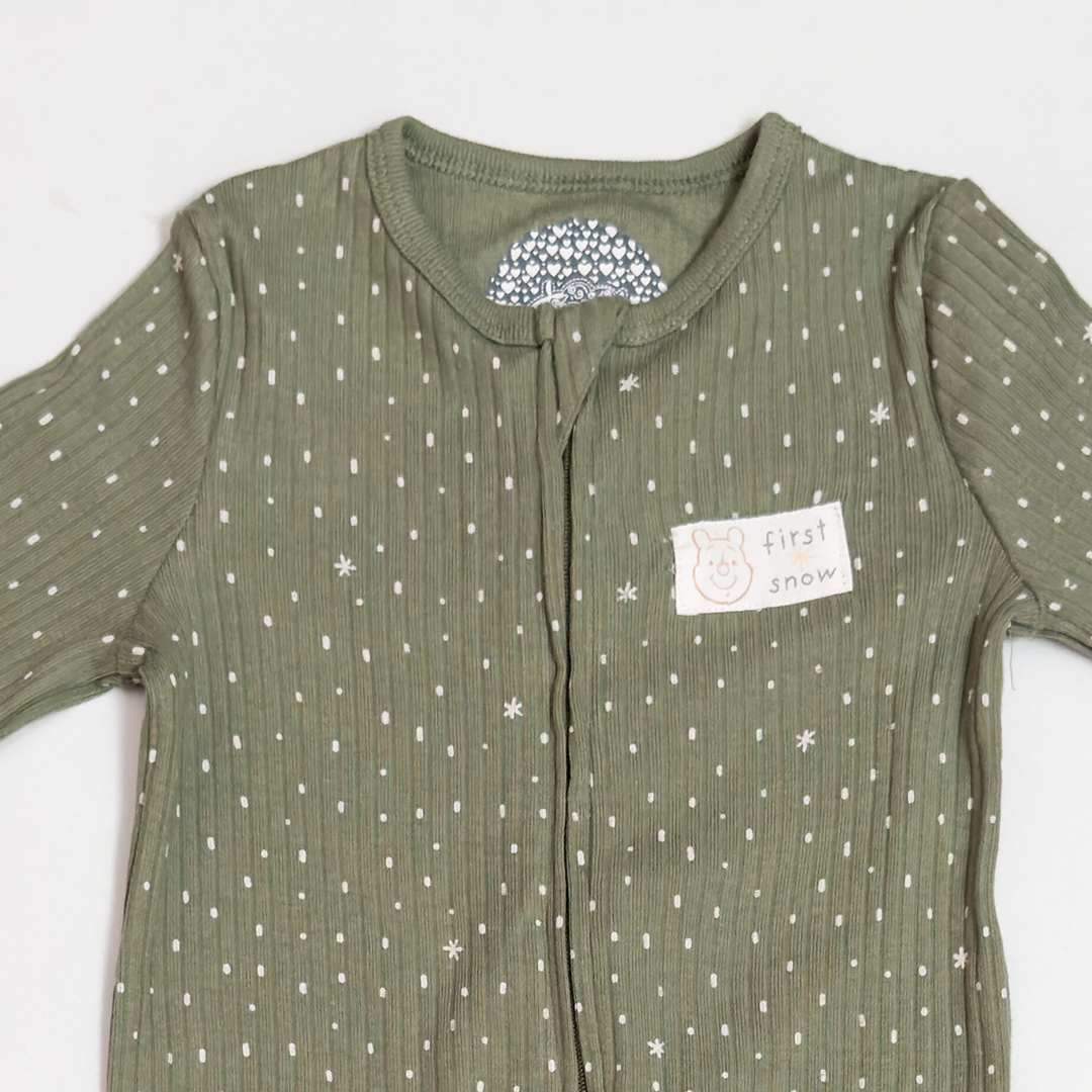GREEN RIBBED SLEEPSUIT