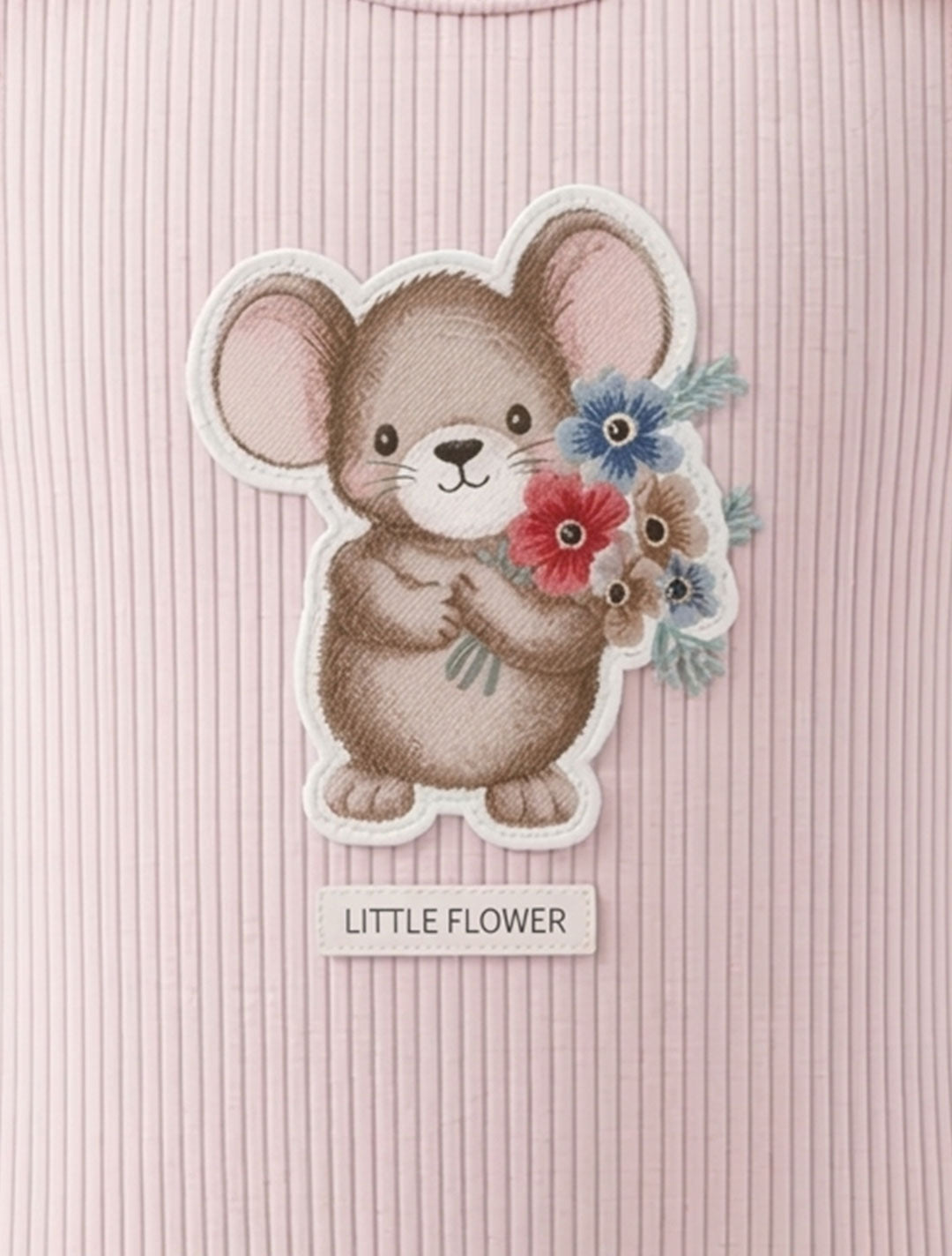 BLUE RIBBED LITTLE FLOWER SLEEPSUIT