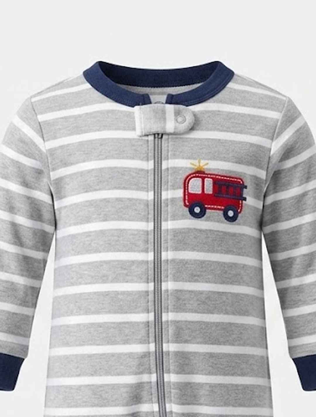 Grey striped zipper sleepsuit