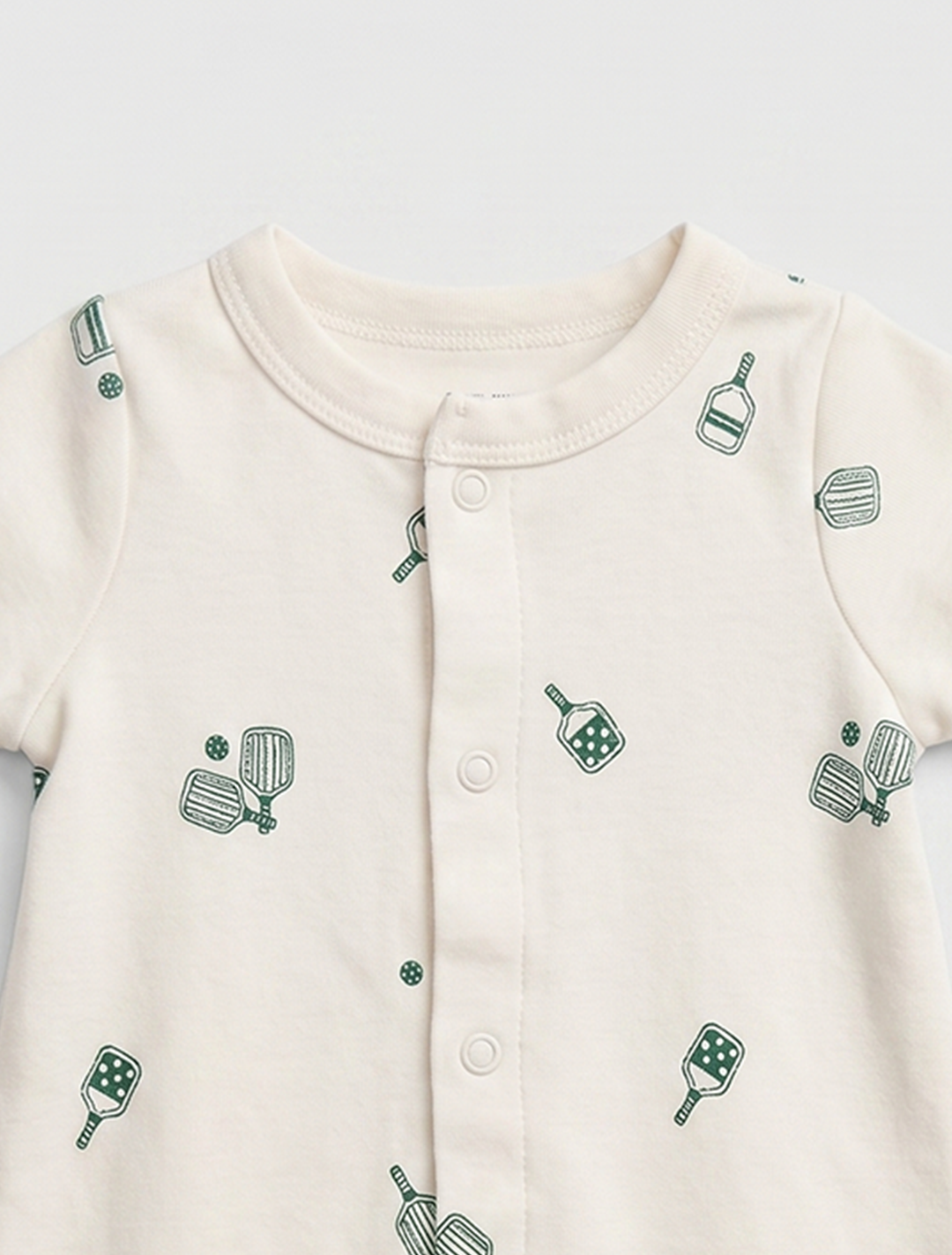 Green and white printed button jumpsuit