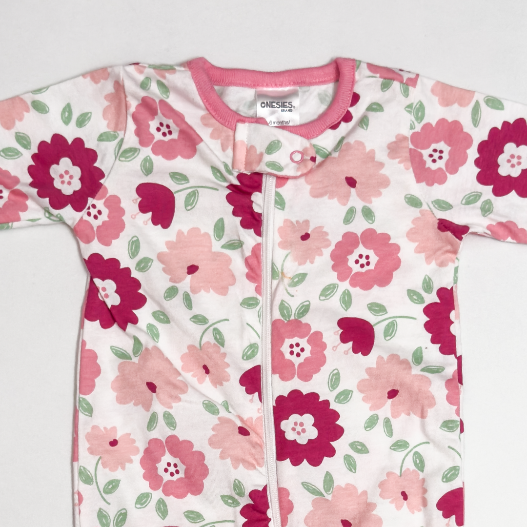 PINK FLORAL ZIPPER SLEEPSUITS