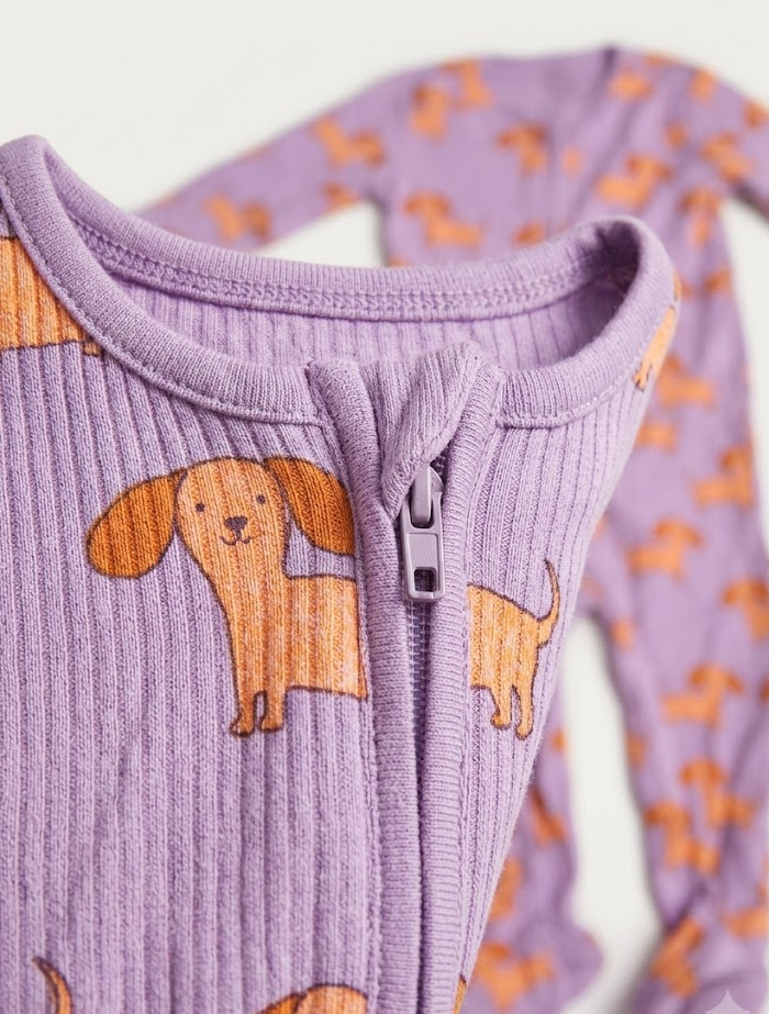 Lavender ribbbed zipper sleep suit