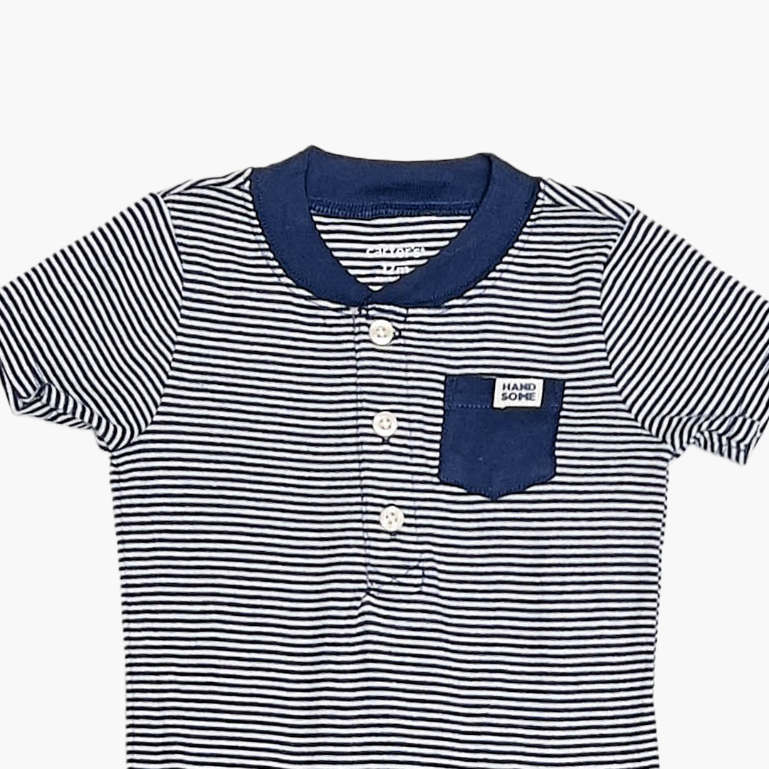 NAVY BLUE STRIPED ONESIE