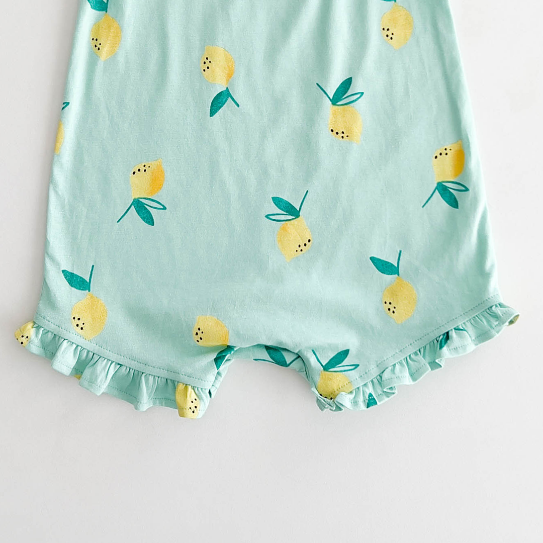 AQUA BLUE LEMON PATTERNED FANCY JUMPSUIT