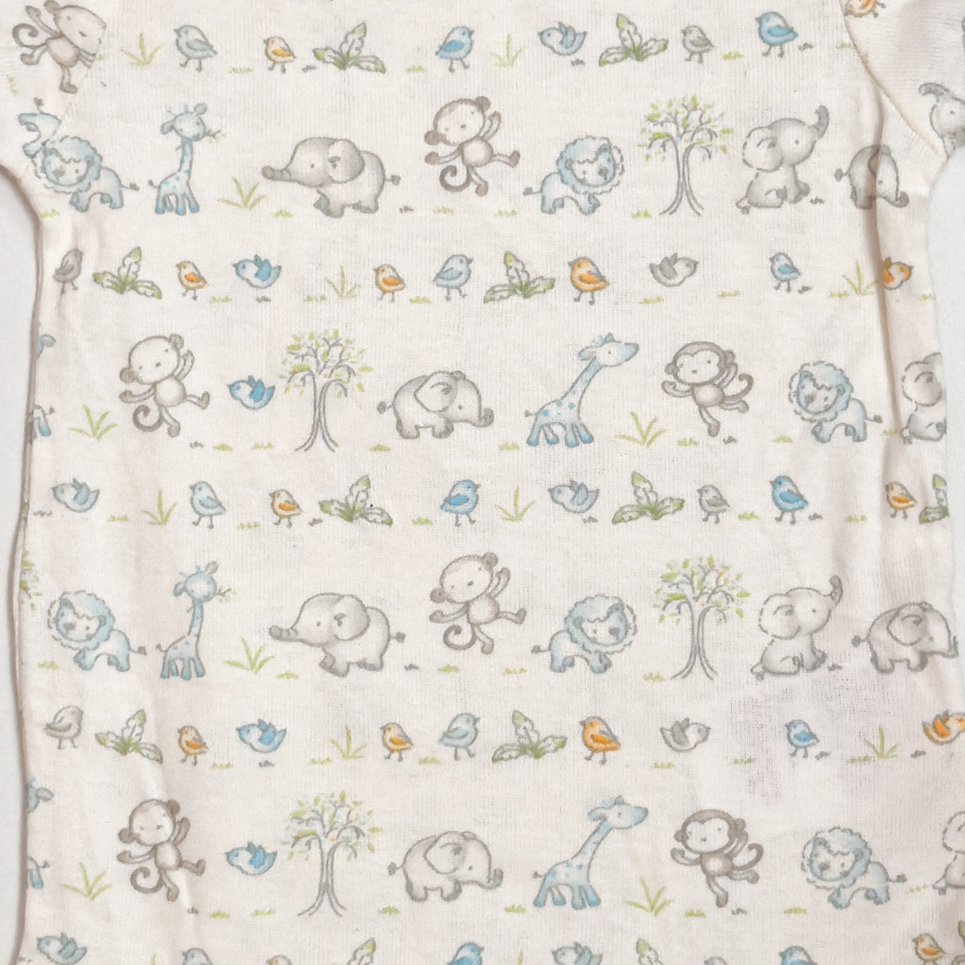 WHITE ANIMAL PRINTED ONESIE