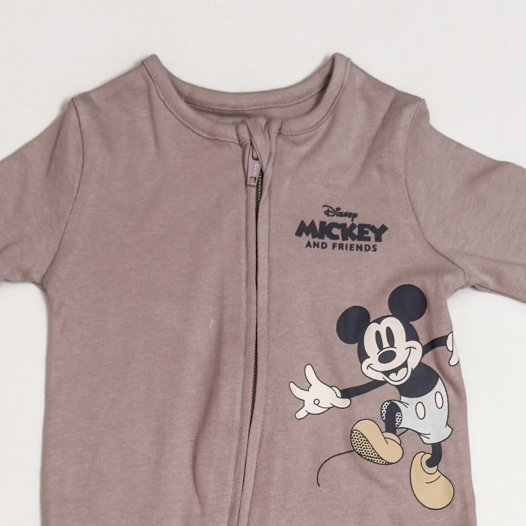 ROSY BROWN MICKEY ZIPPER SLEEPSUIT