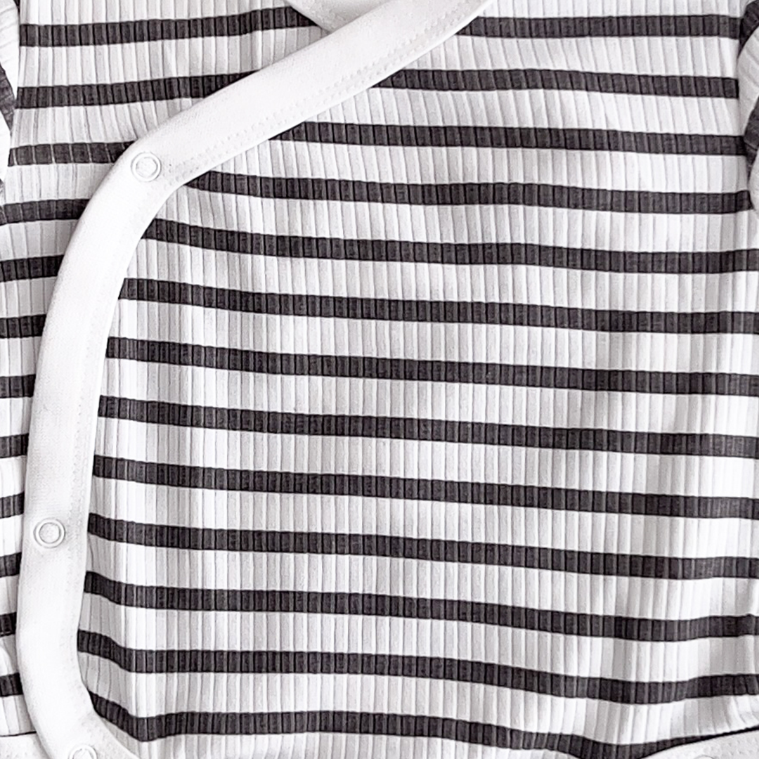 Black and white stripes ribbed onesie