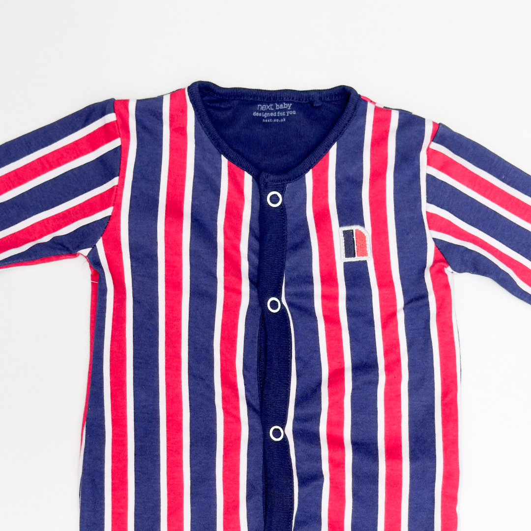 BLUE AND RED STRIPED ROMPER