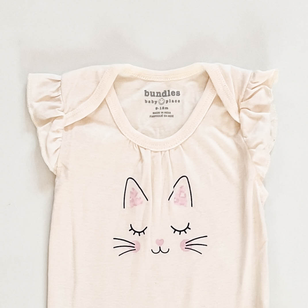 KITTY FACE PRINTED ONESIE