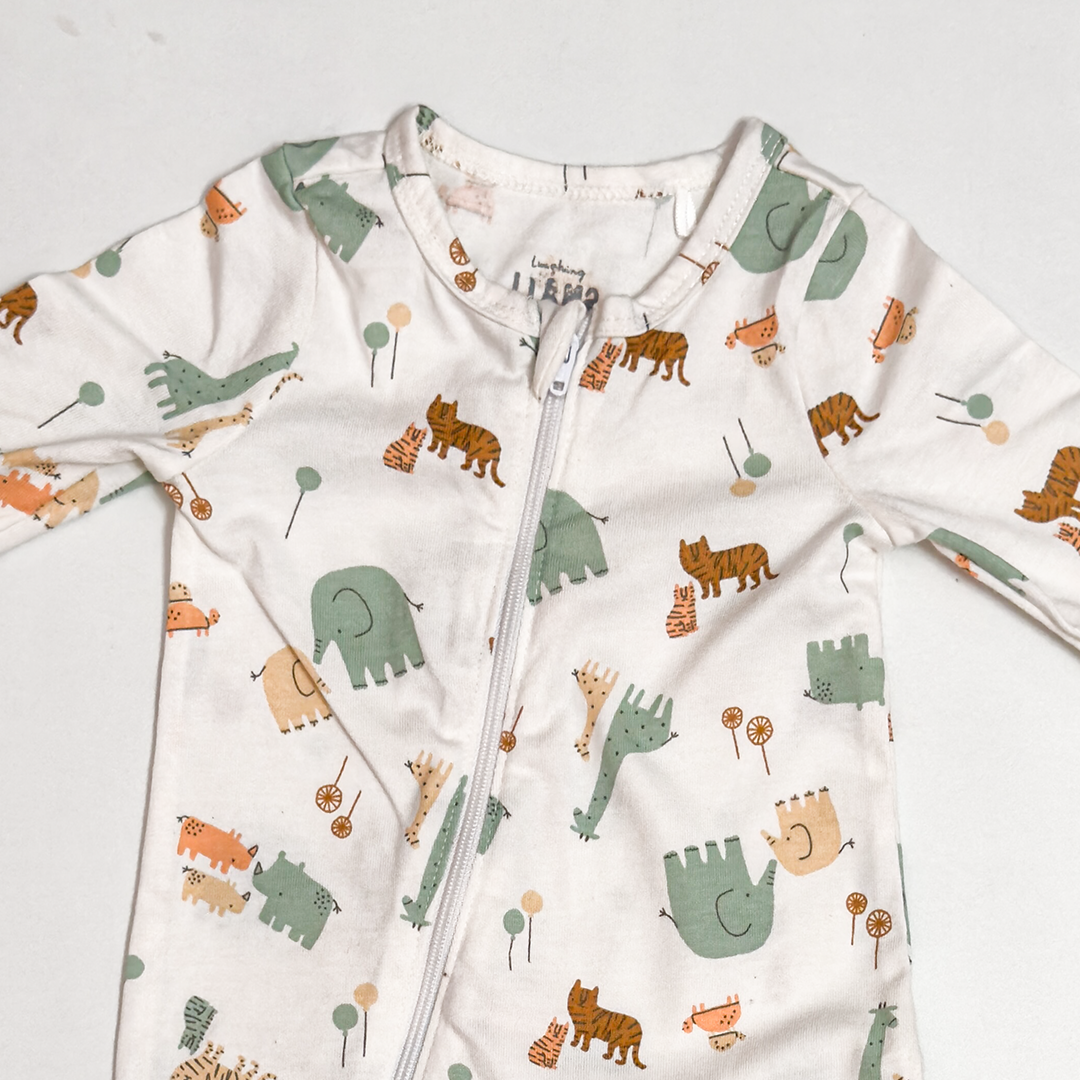 ANIMAL PRINTED ZIPPER SLEEPSUIT