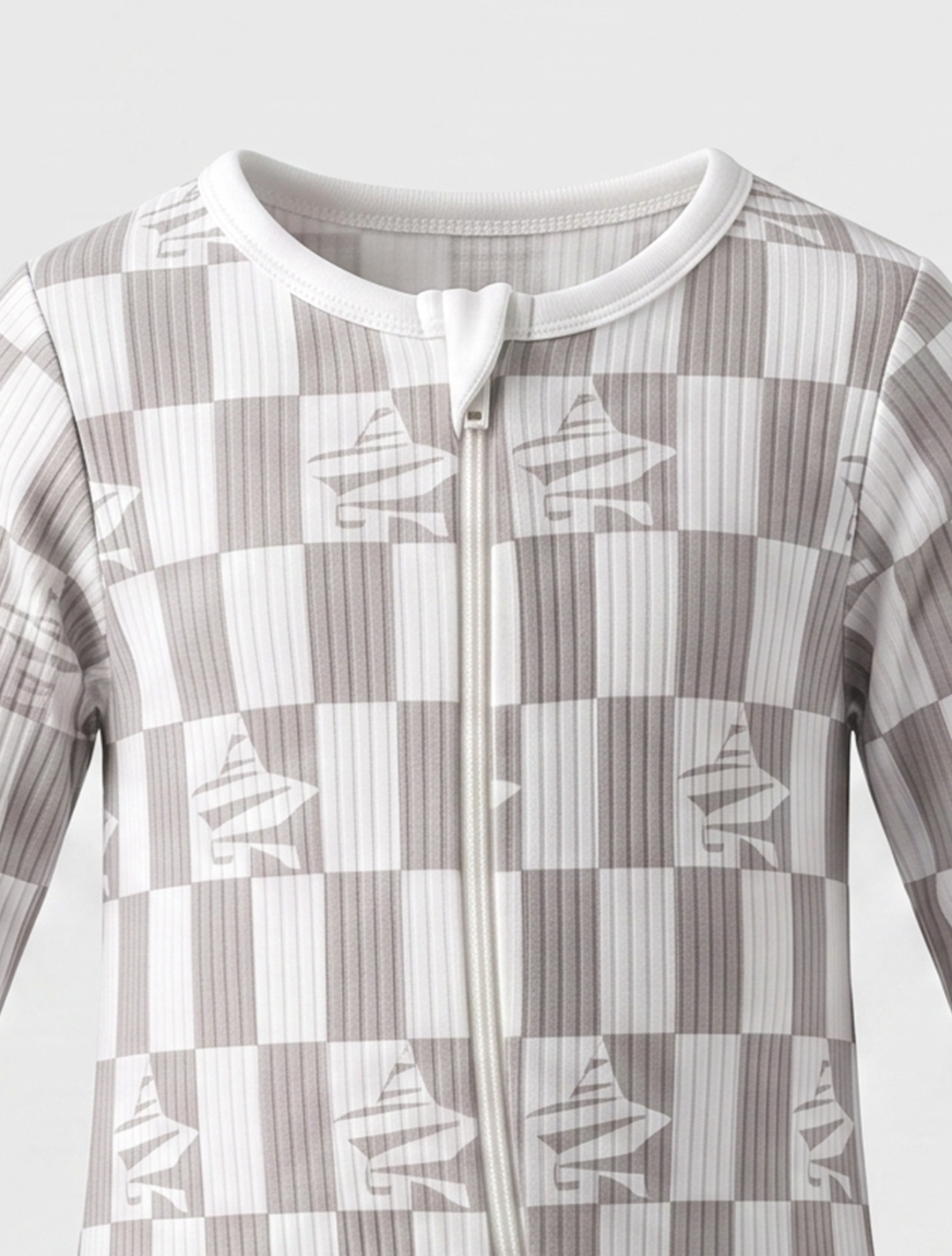 Grey and white ribbed sleepsuit