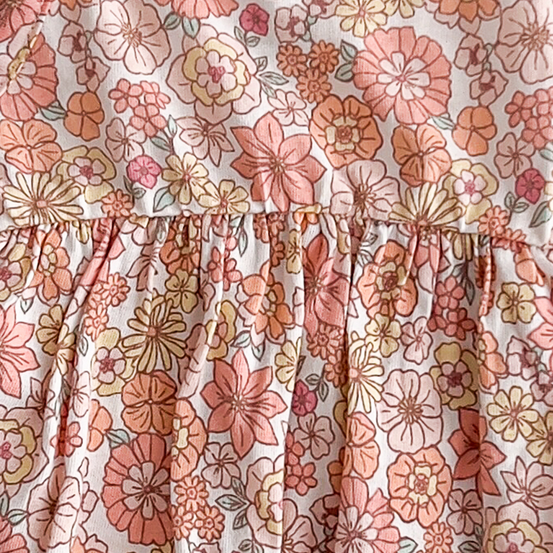 Pink floral cotton sunsuit