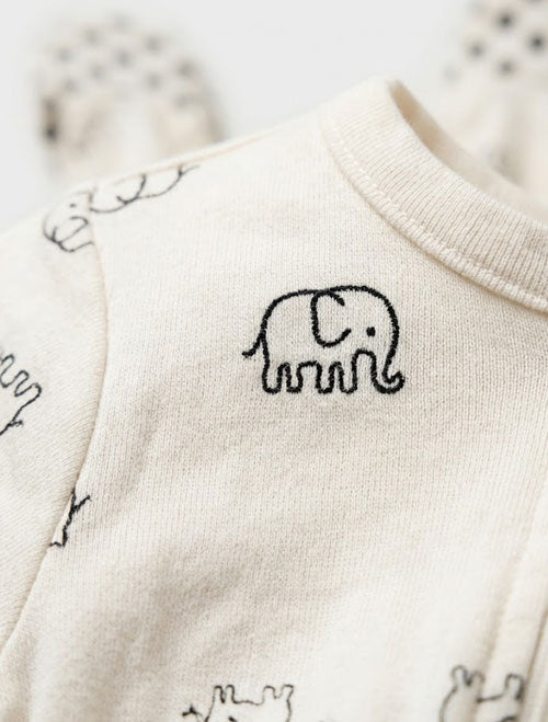 Elephant printed zipper sleepsuit