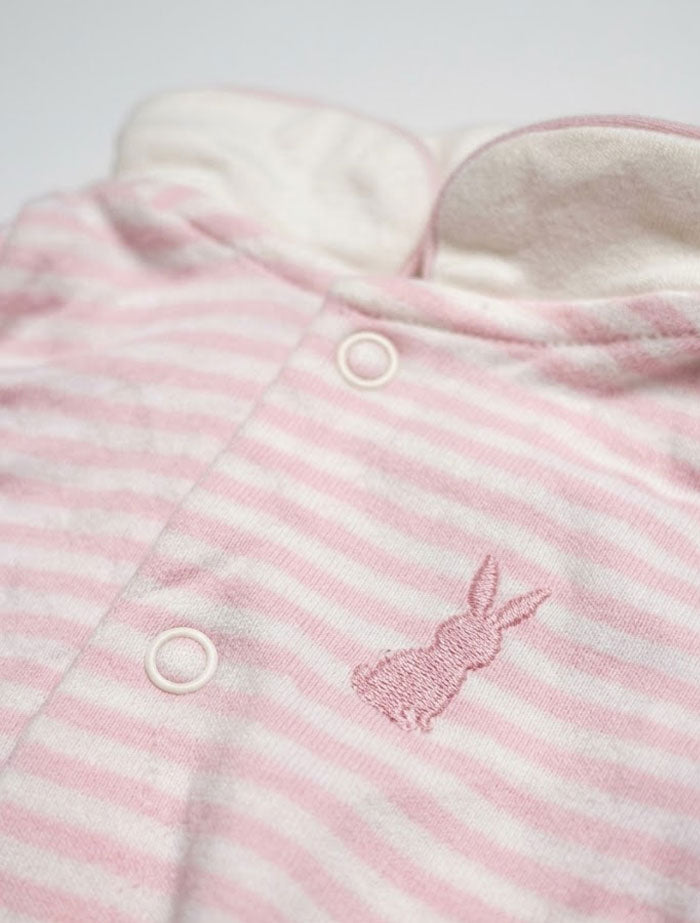 Pink white stripes sleepsuit