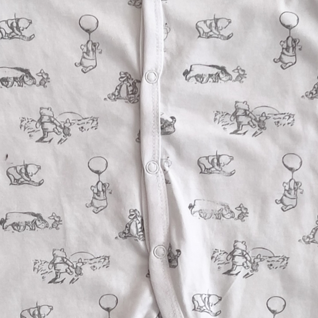 DISNEY BABYBLACK AND WHITE PRINTED SLEEPSUIT