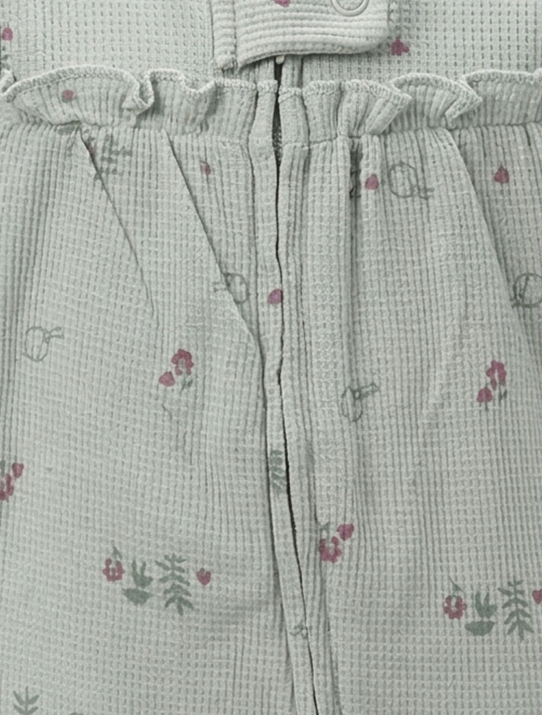 SAGE GREEN KNITTED FLORAL ZIPPER SLEEPSUIT