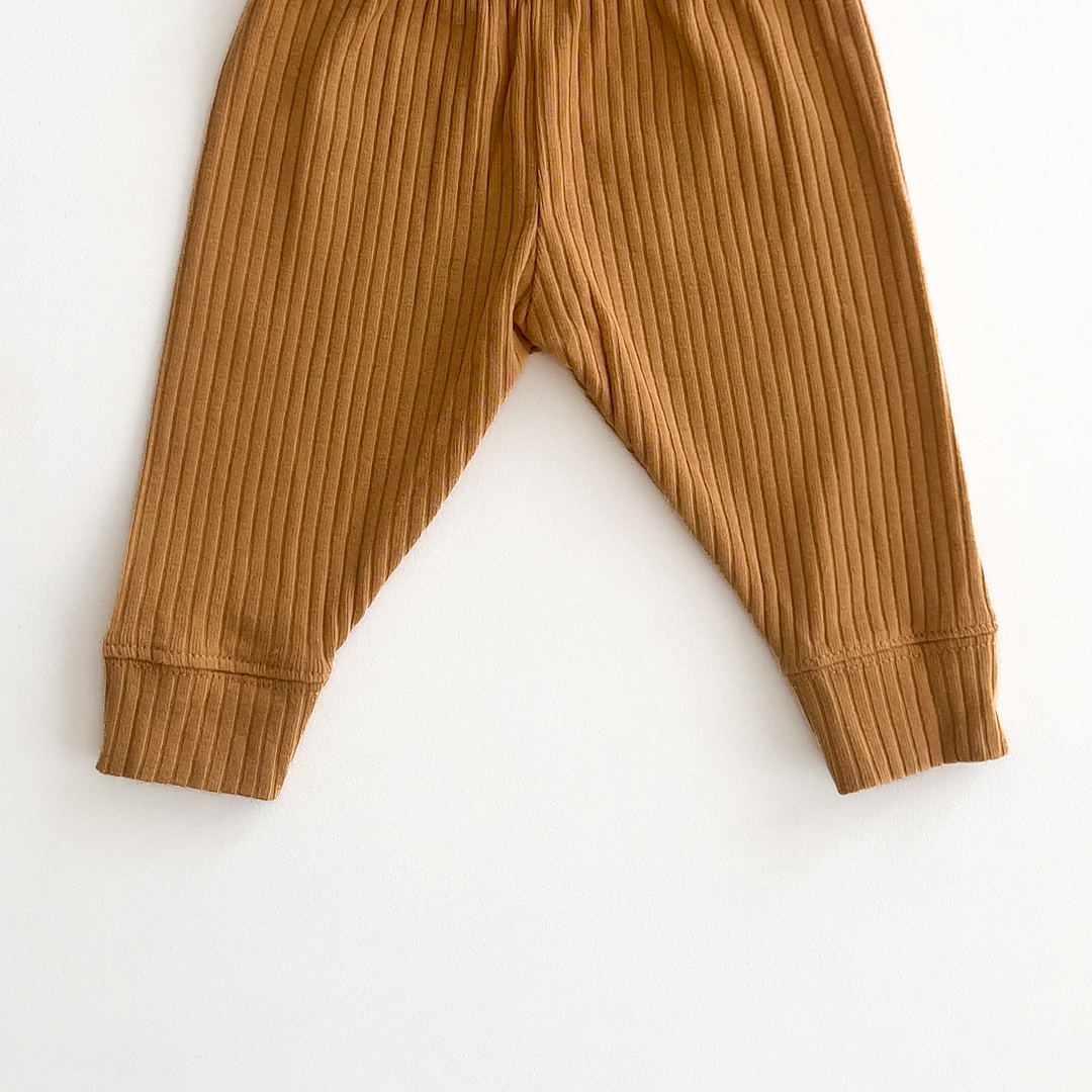 YELLOW RIBBED COTTON PANTS