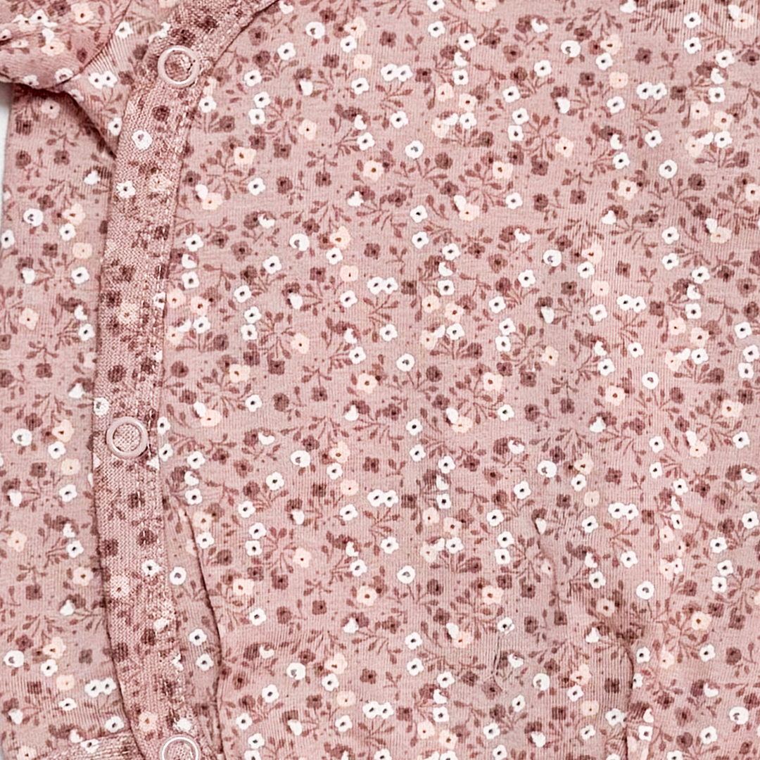 DUSKY PINK FLORAL WRAPOVER ONESIE