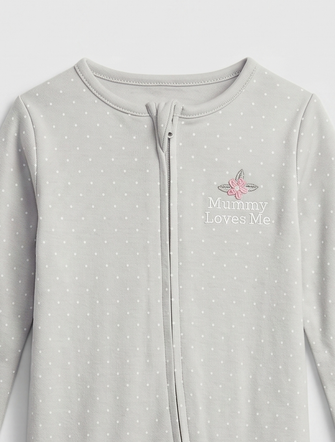 Pastel dotted zipper sleepsuit