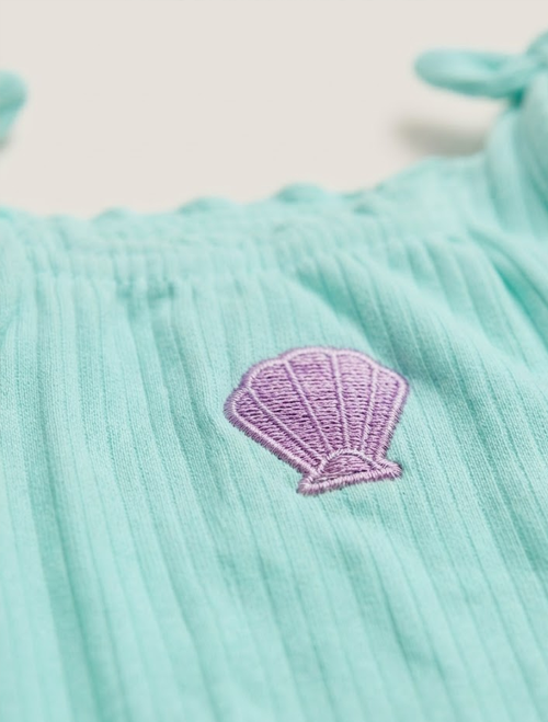 Green ribbed fancy onesie