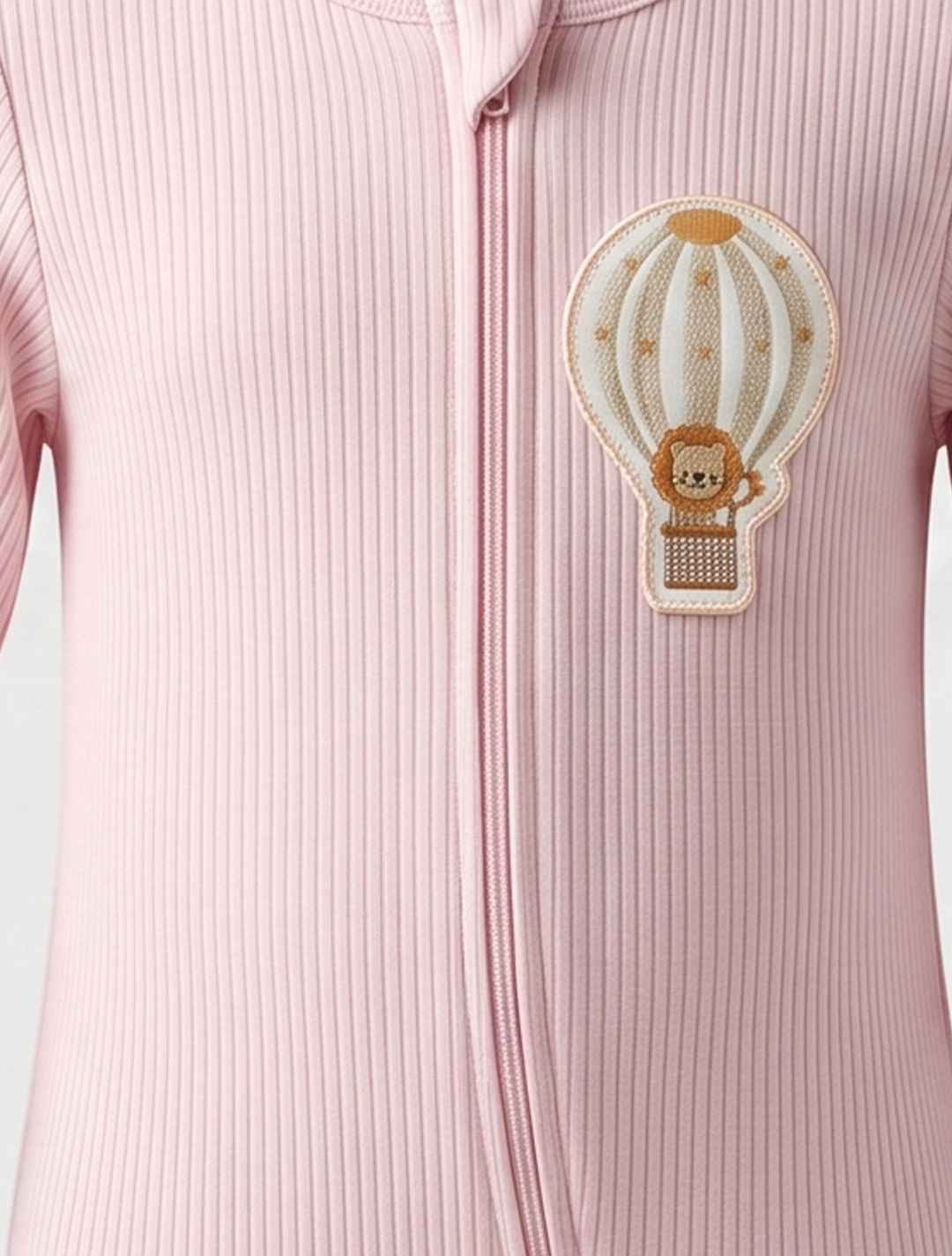 Pink ribbed zipper sleepsuit