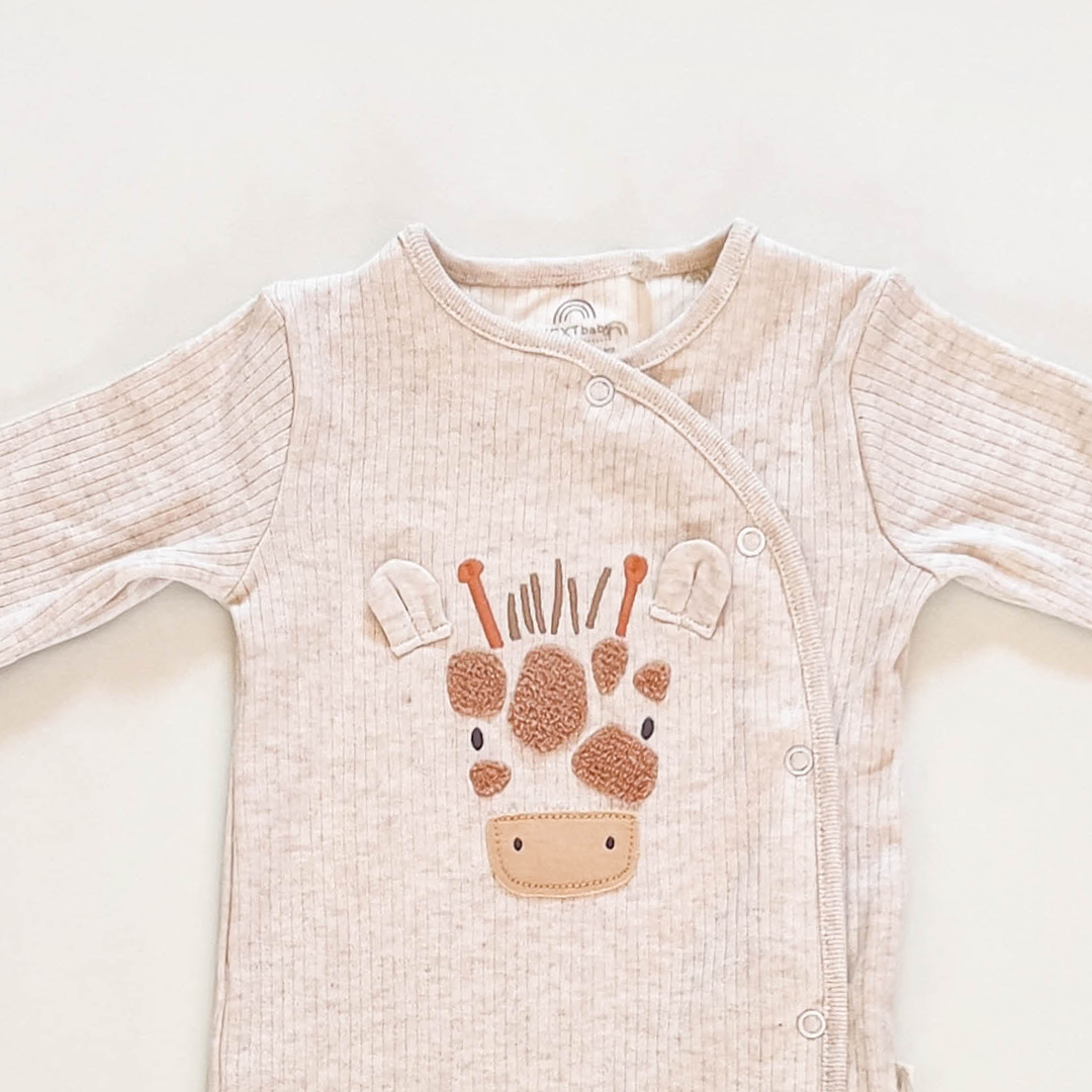BEIGE 3D COW PATTERNED SLEEPSUIT