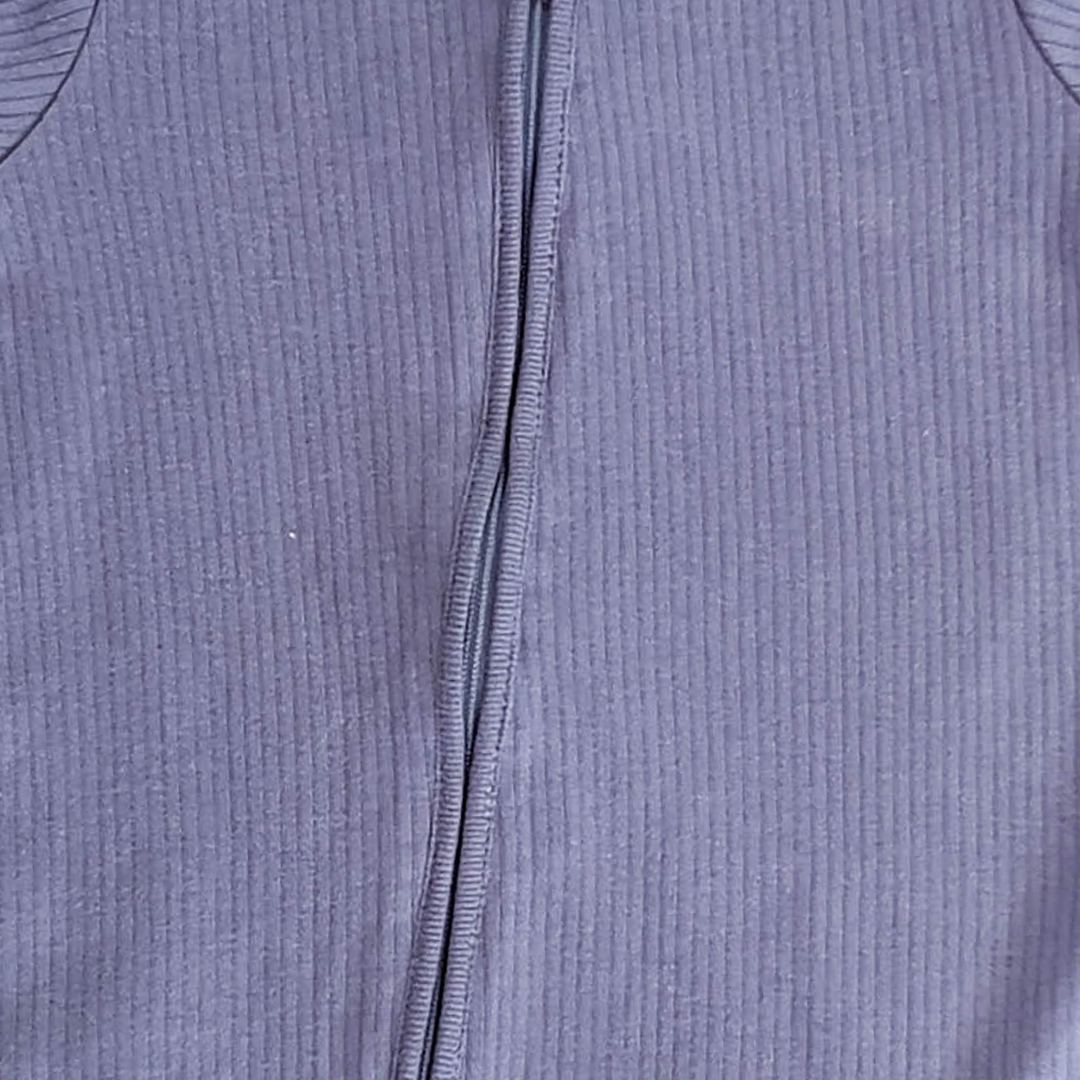 BLUE RIBBED ZIPPER JUMPSUIT