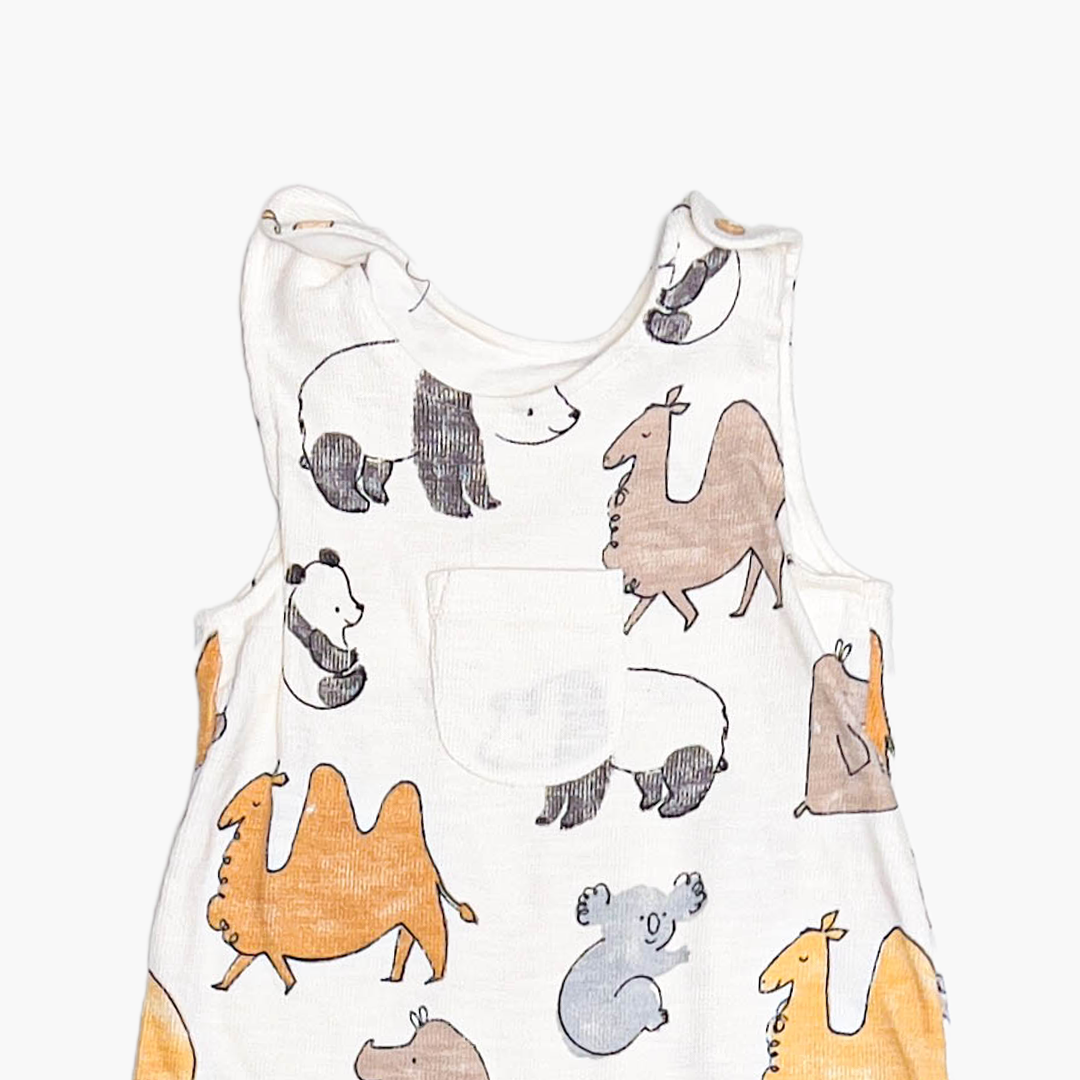 ANIMAL PRINTED RIBBED ROMPER