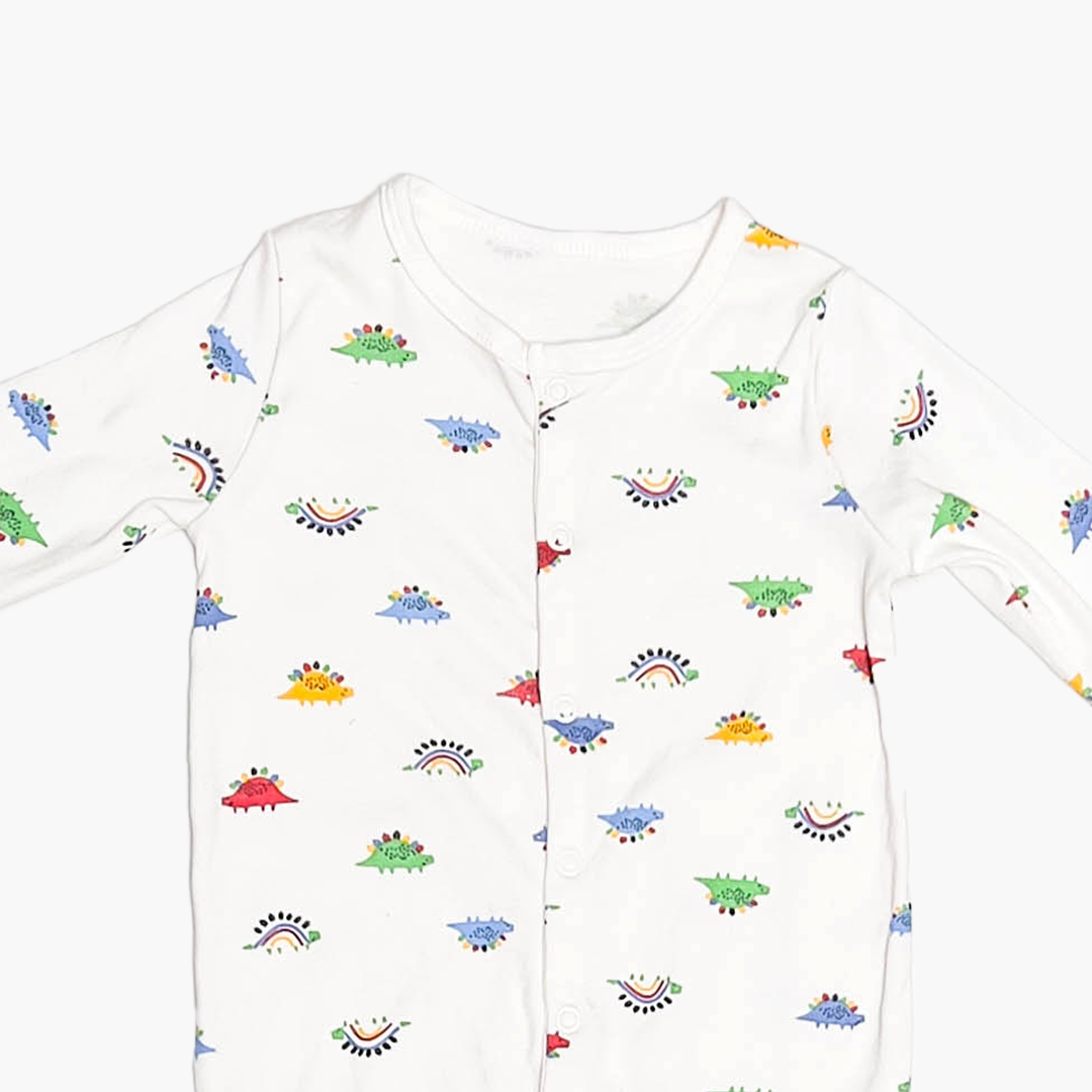 WHITE ANIMAL PRINTED ROMPER