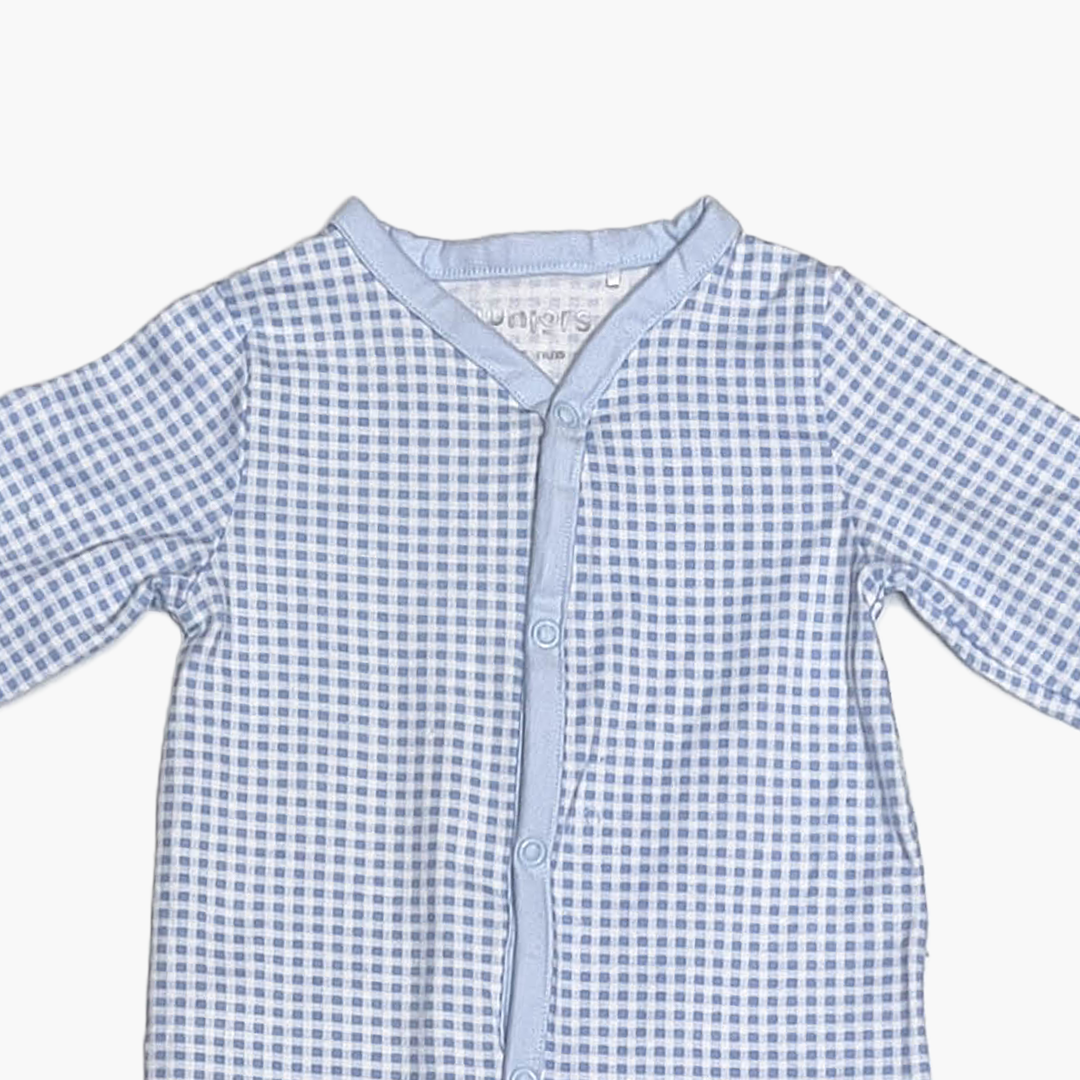 BLUE AND WHITE CHECK ROMPER