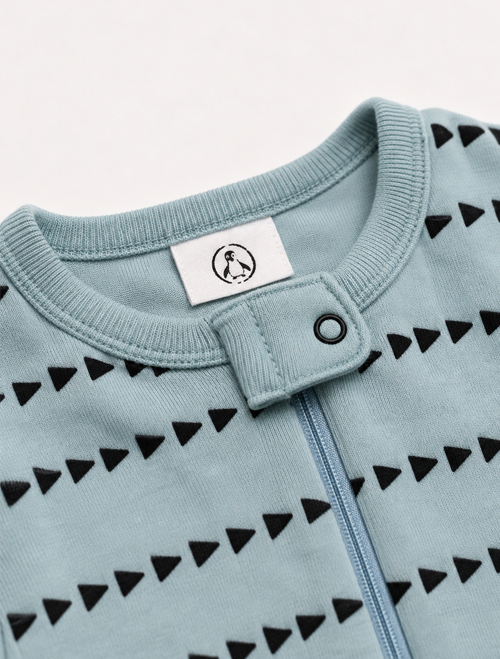 Blue patterned zipper sleepsuit