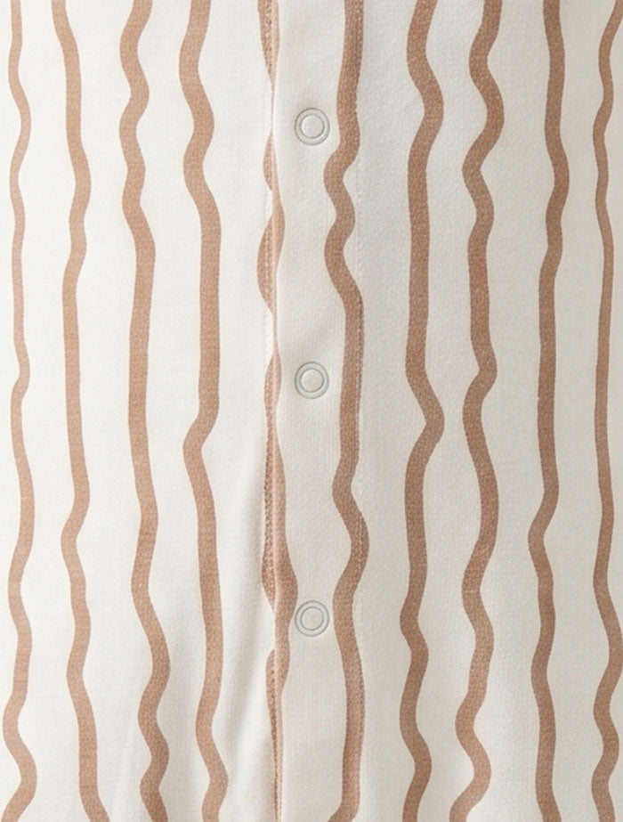 Brown stripes button sleep suit