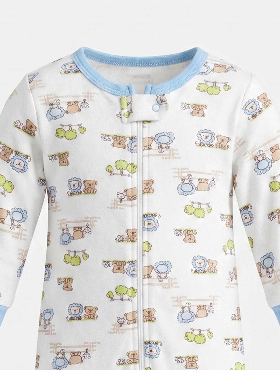 Blue printed zipper sleepsuit