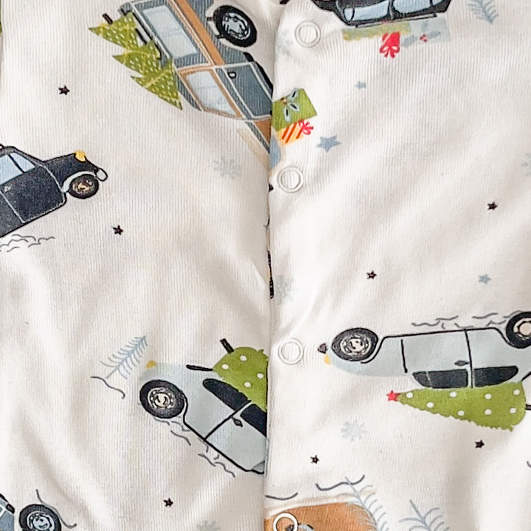 White car patterned sleepsuit