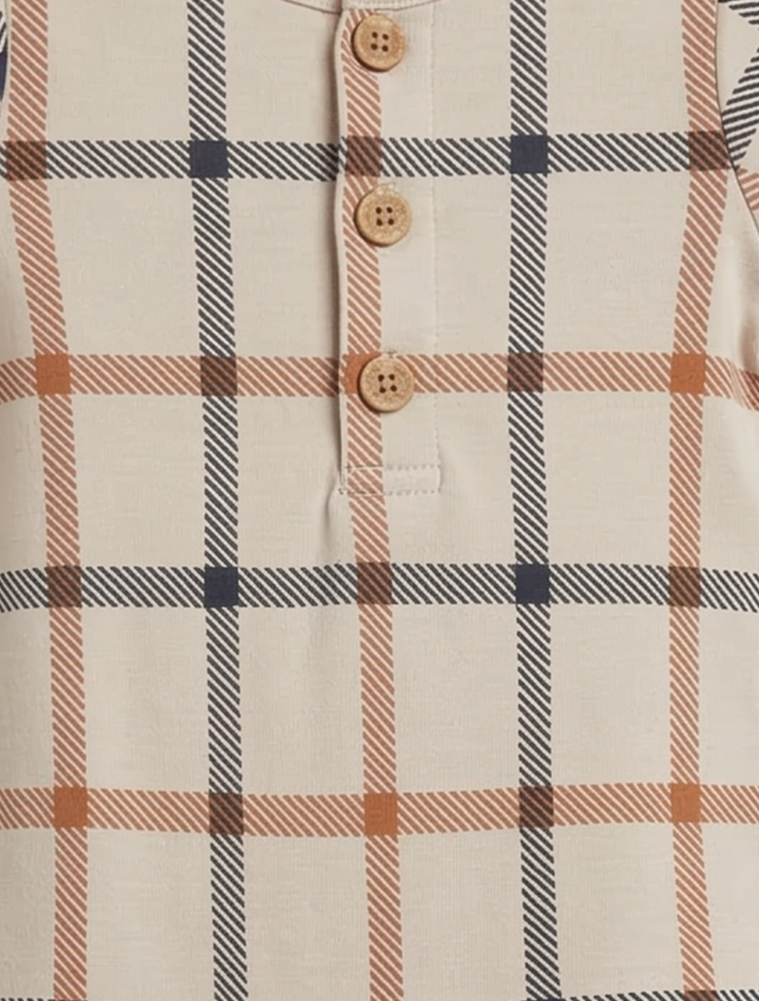 BEIGE CHECK BUTTON ROMPER